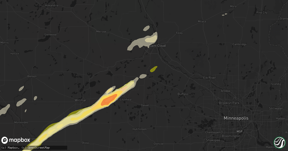 Hail map in Kimball, MN on October 28, 2026