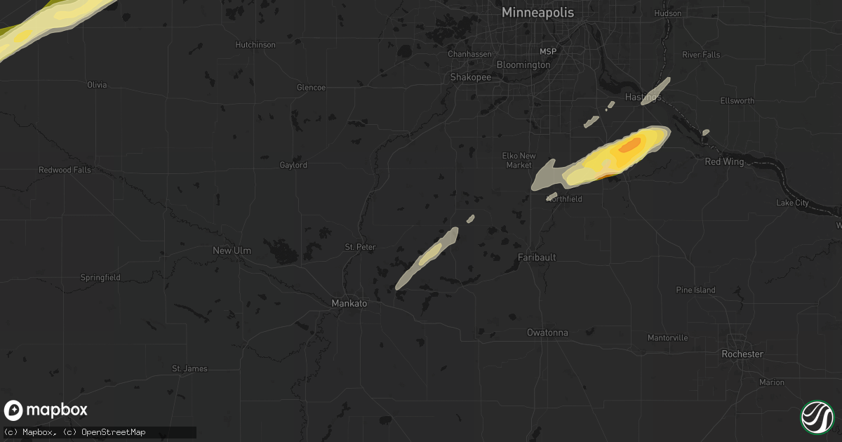 Hail map in Le Center, MN on October 28, 2026