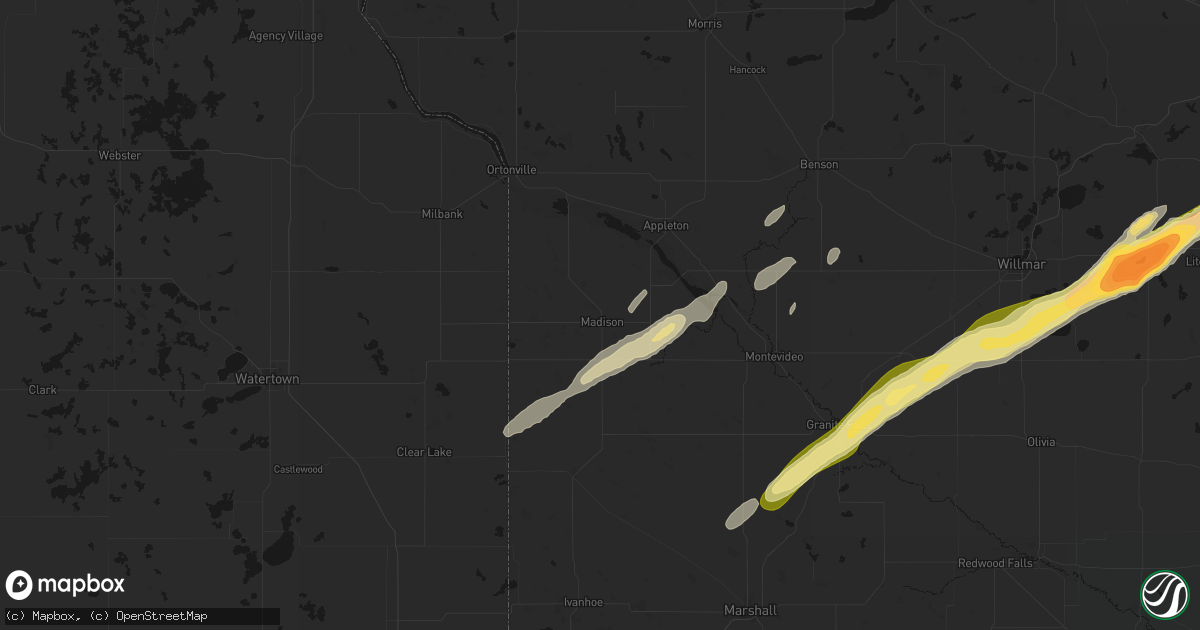 Hail map in Madison, MN on October 28, 2026