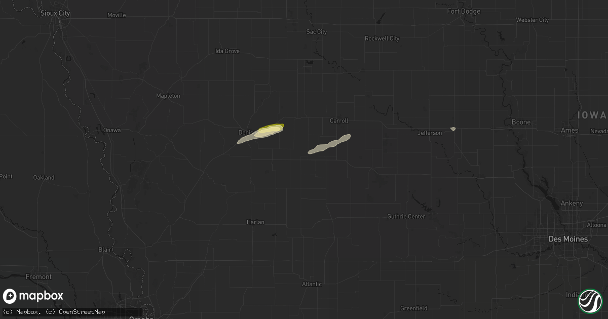 Hail map in Manning, IA on October 28, 2026