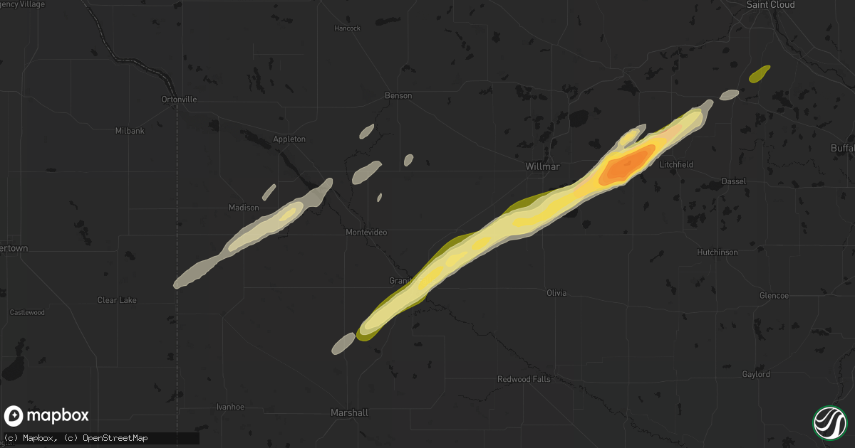 Hail map in Maynard, MN on October 28, 2026