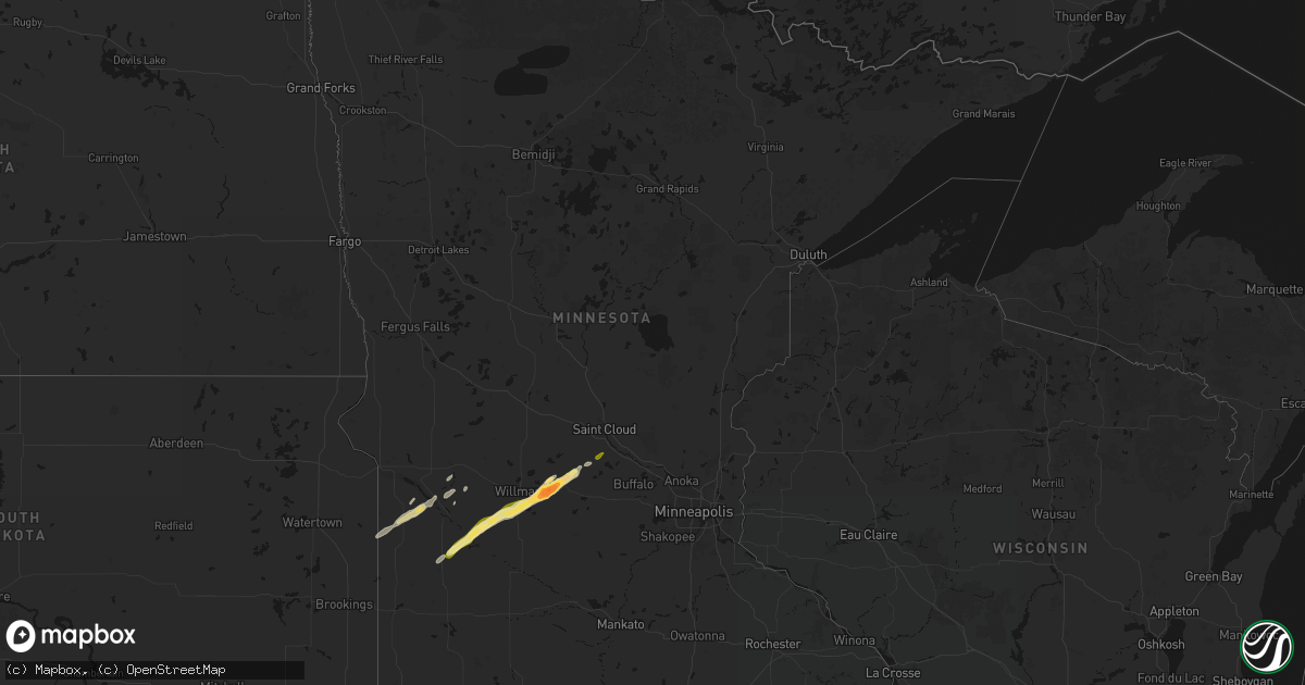 Hail map in Minnesota on October 28, 2026