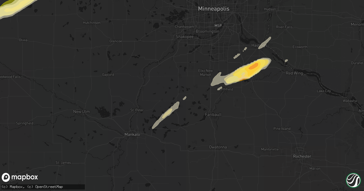 Hail map in Montgomery, MN on October 28, 2026