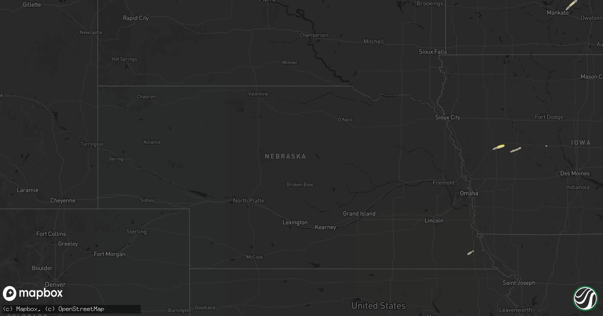 Hail map in Nebraska on October 28, 2026