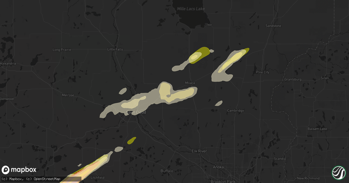 Hail map in Oak Park, MN on October 28, 2026