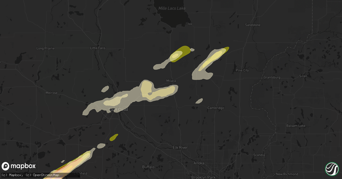 Hail map in Pease, MN on October 28, 2026
