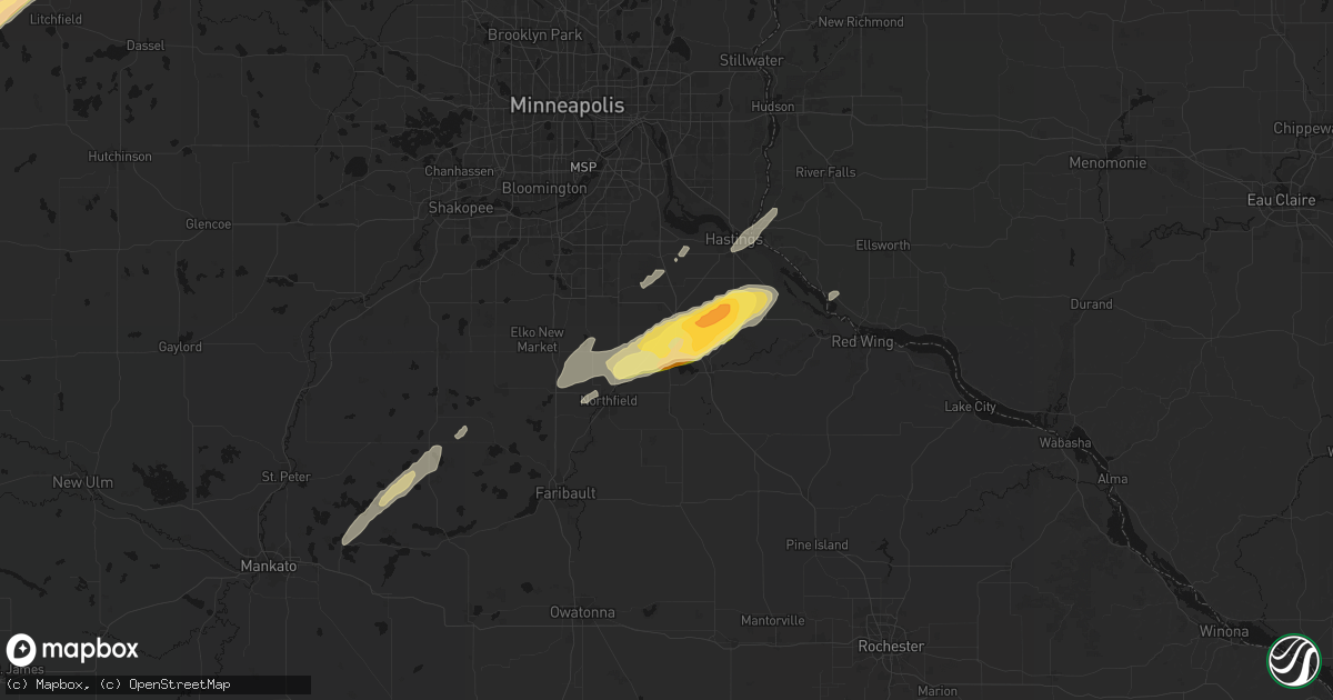 Hail map in Randolph, MN on October 28, 2026