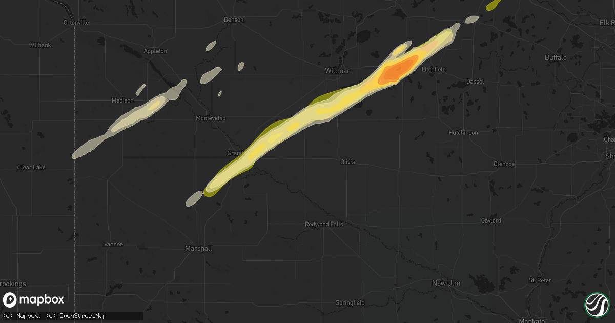 Hail map in Renville, MN on October 28, 2026