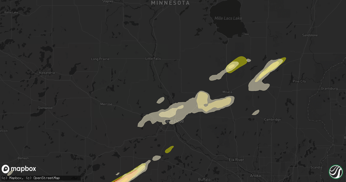 Hail map in Rice, MN on October 28, 2026