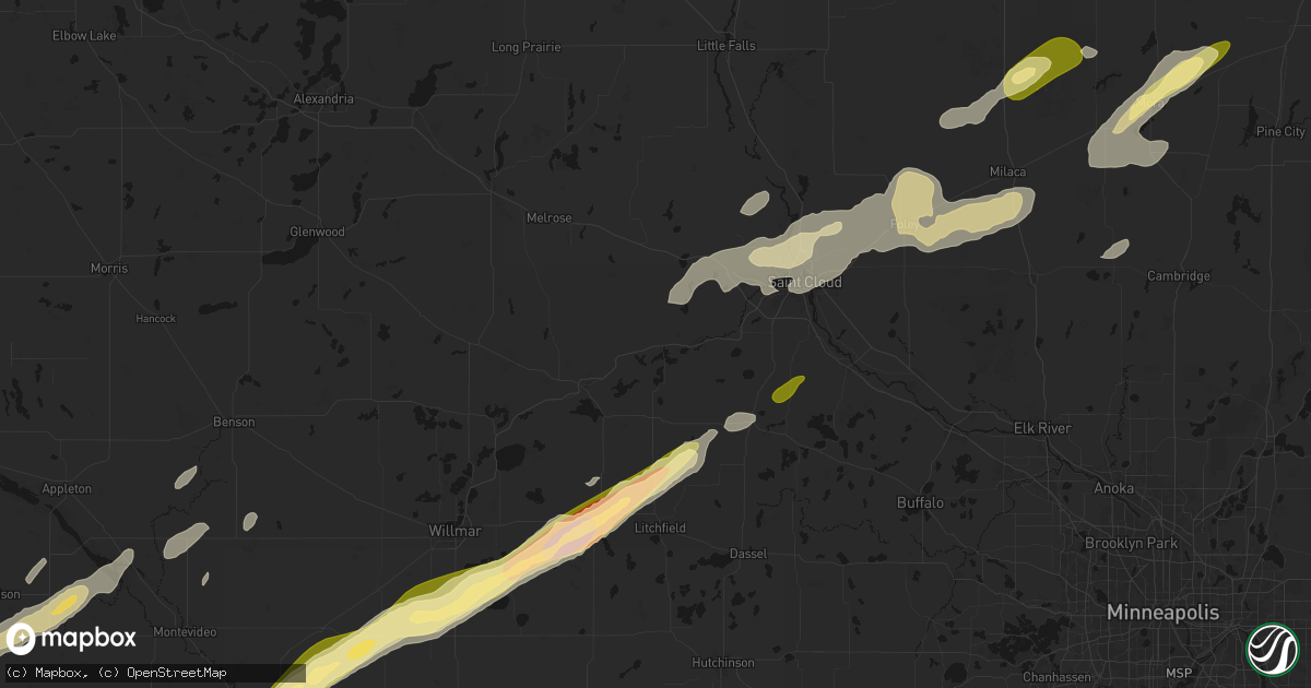 Hail map in Richmond, MN on October 28, 2026