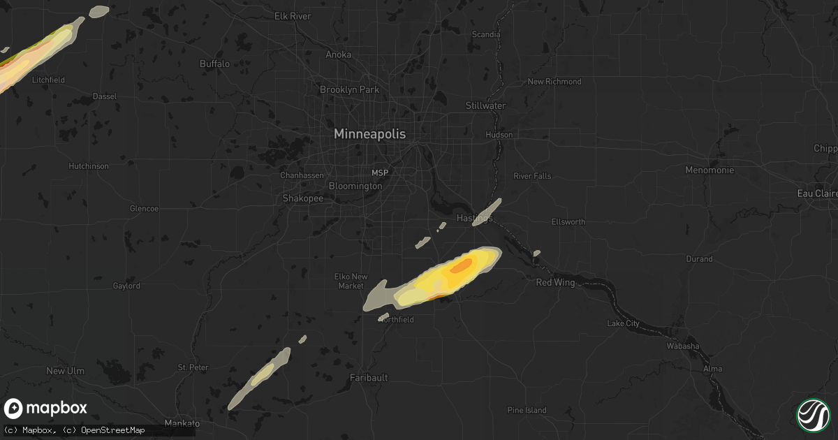 Hail map in Rosemount, MN on October 28, 2026
