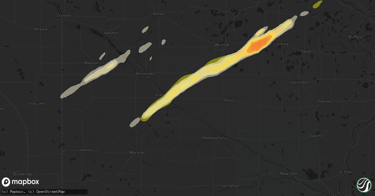 Hail map in Sacred Heart, MN on October 28, 2026
