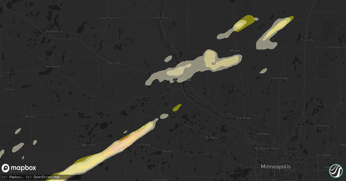 Hail map in Saint Cloud, MN on October 28, 2026