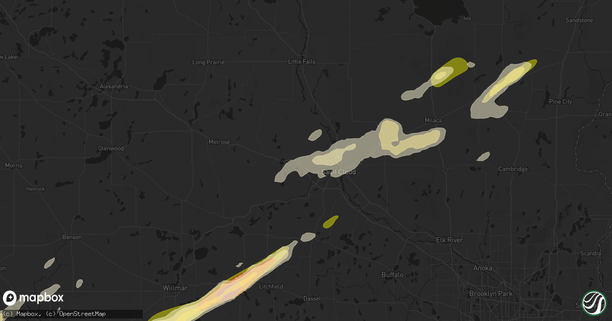 Hail map in Saint Joseph, MN on October 28, 2026