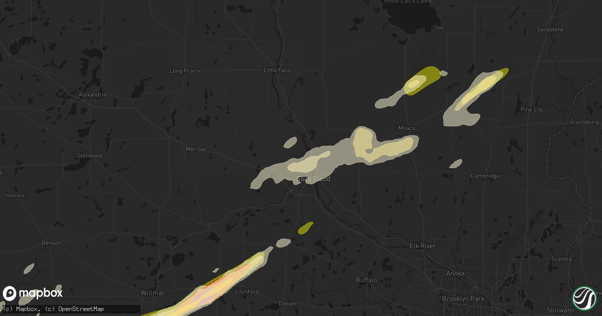 Hail map in Sartell, MN on October 28, 2026