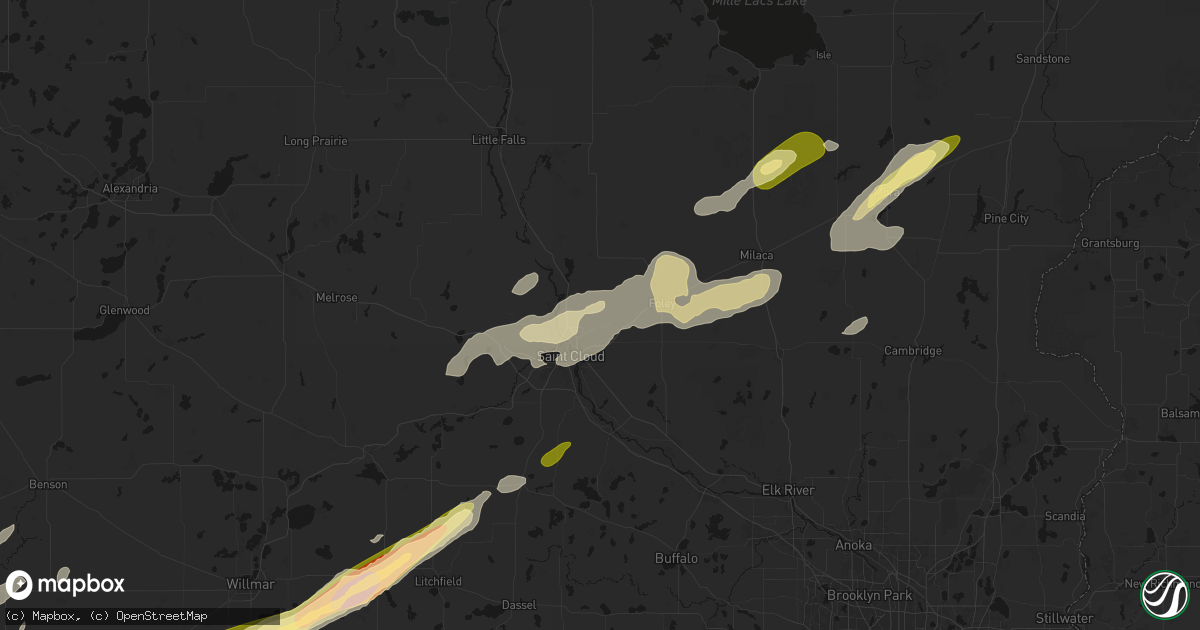 Hail map in Sauk Rapids, MN on October 28, 2026
