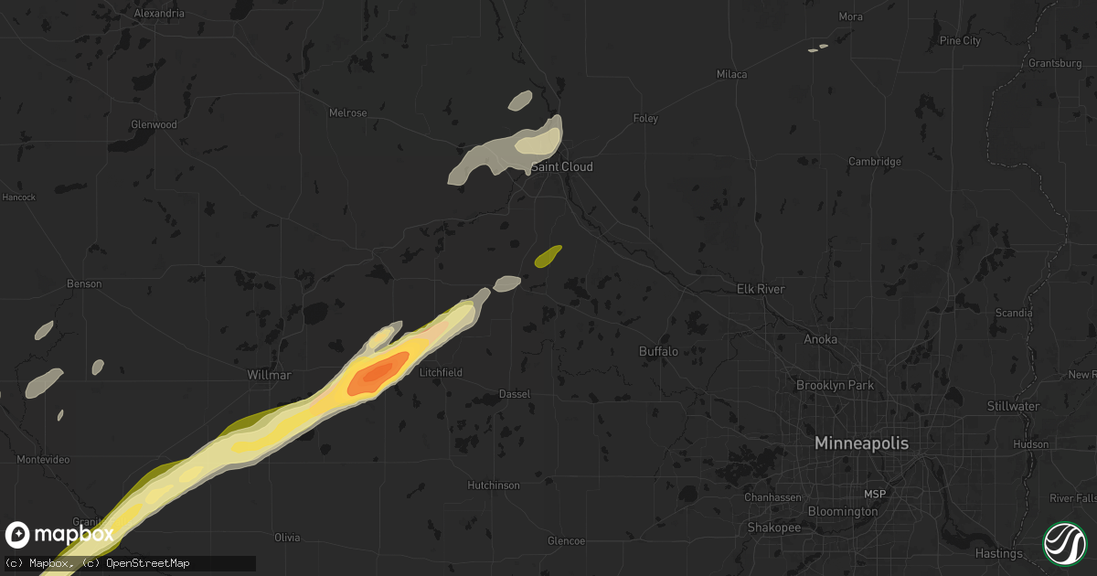 Hail map in South Haven, MN on October 28, 2026