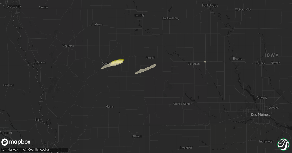 Hail map in Templeton, IA on October 28, 2026