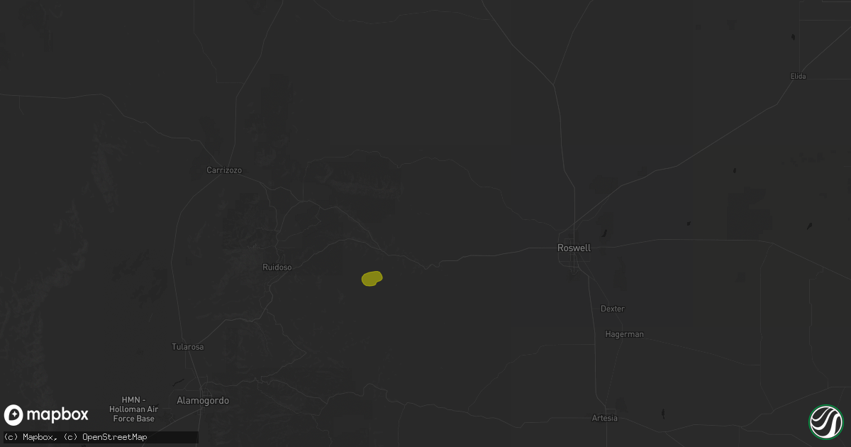 Hail map in Tinnie, NM on October 28, 2026