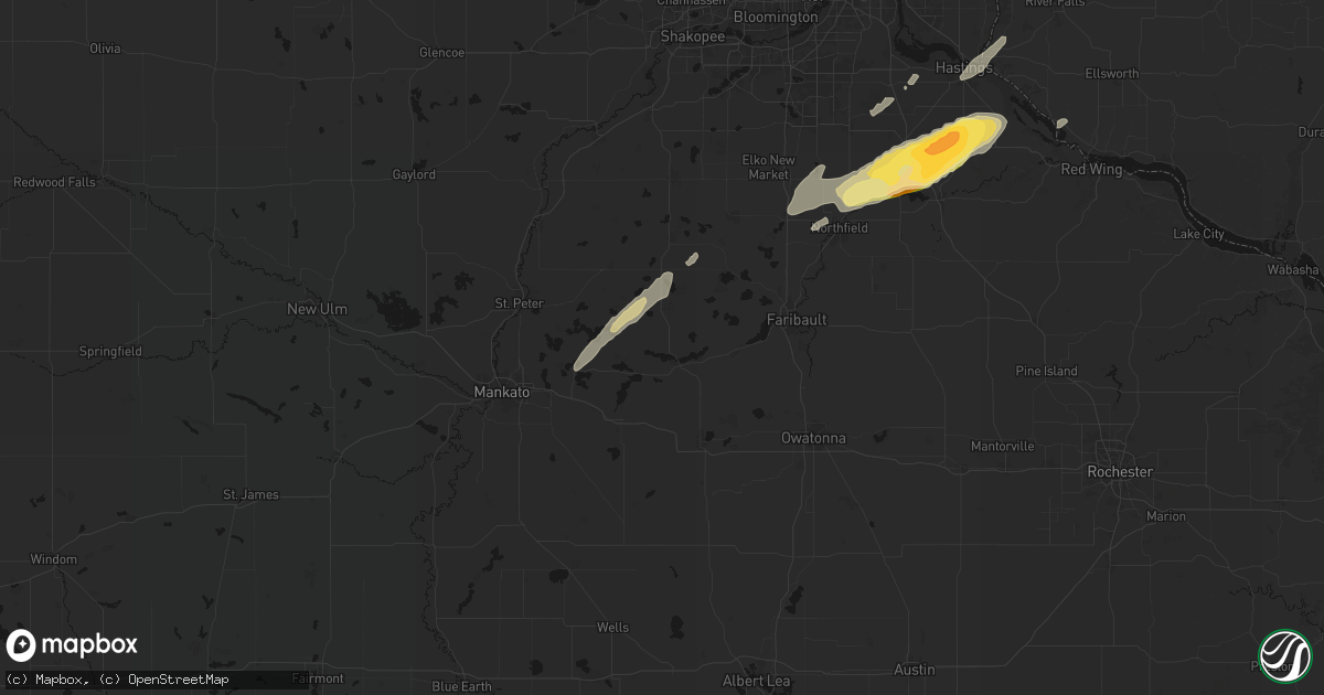 Hail map in Waterville, MN on October 28, 2026