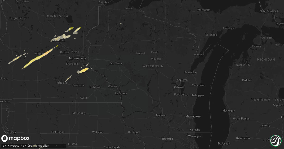 Hail map in Wisconsin on October 28, 2026