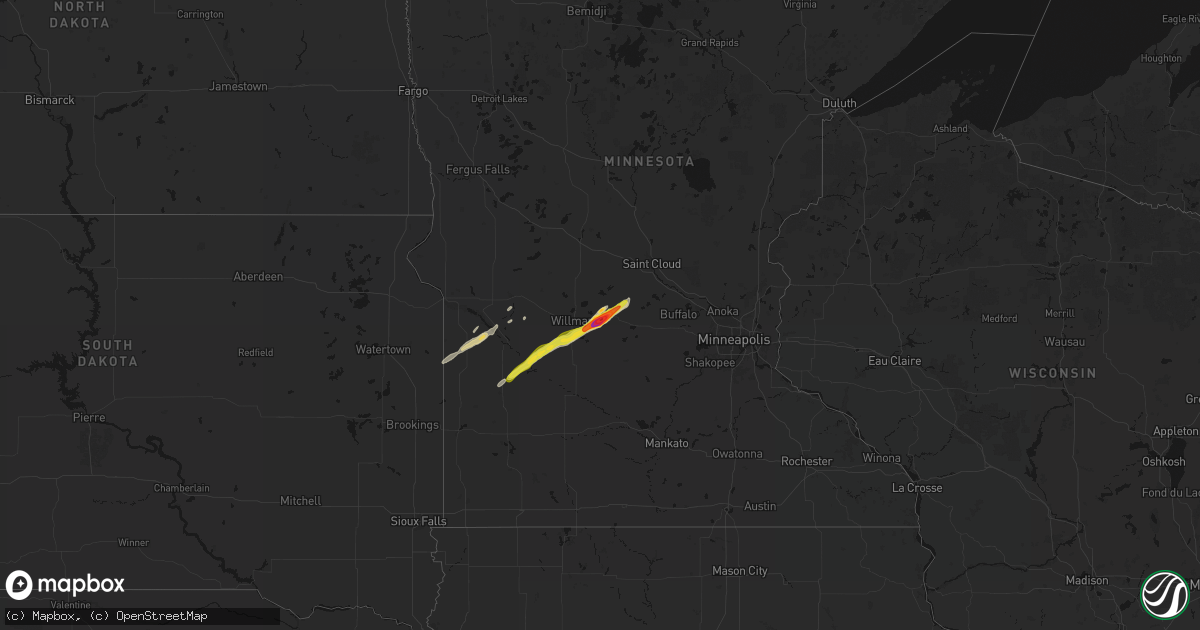 Hail map on October 28, 2026