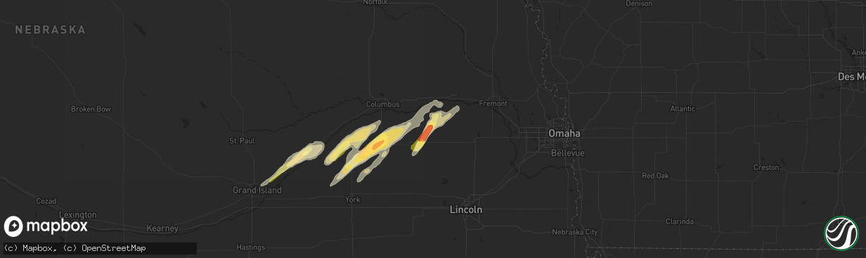Hail map in Bruno, NE on October 29, 2013