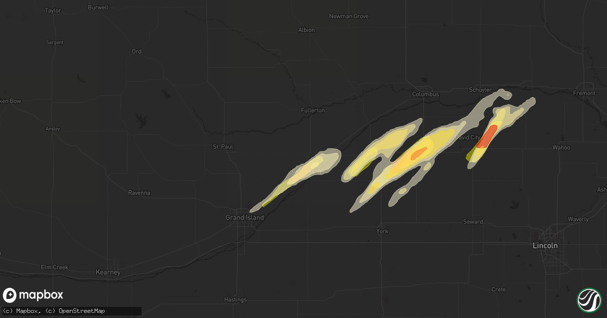 Hail map in Central City, NE on October 29, 2013