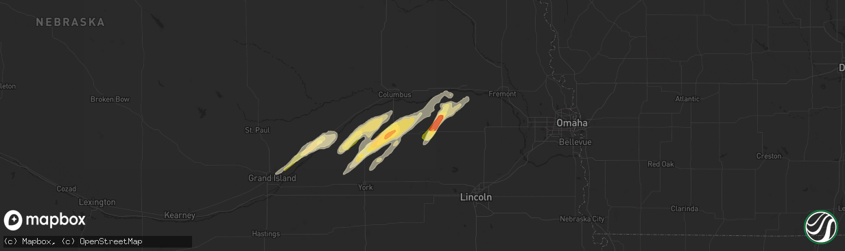 Hail map in David City, NE on October 29, 2013