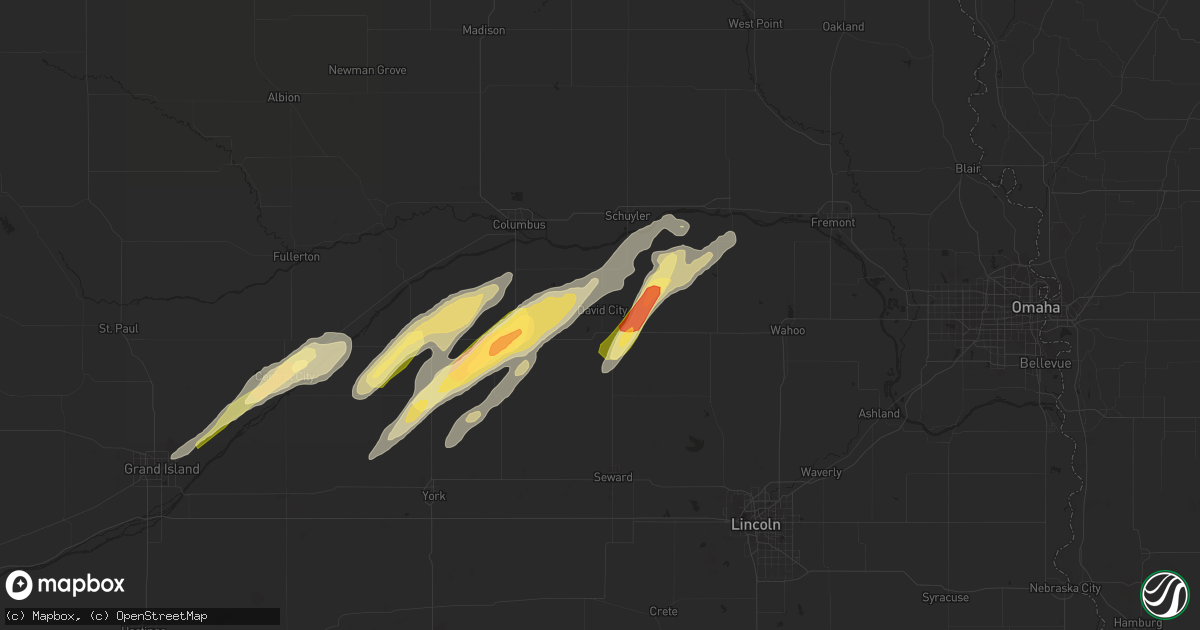 Hail map in David City, NE on October 29, 2013