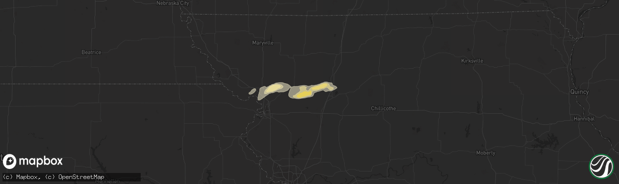 Hail map in Maysville, MO on October 29, 2013