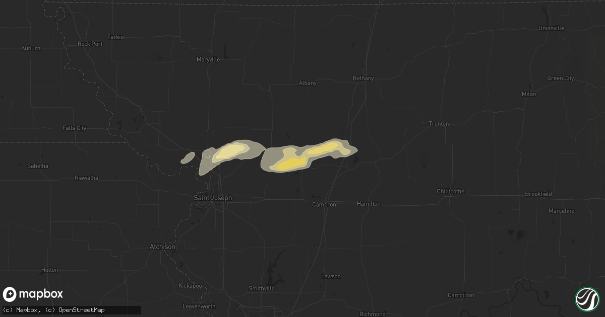 Hail map in Maysville, MO on October 29, 2013