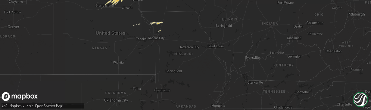 Hail map in Missouri on October 29, 2013