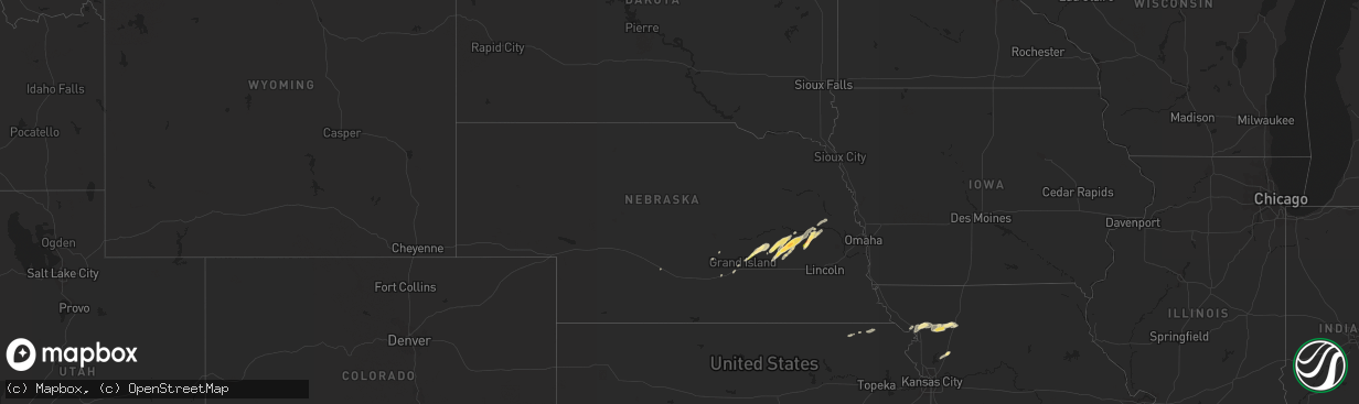 Hail map in Nebraska on October 29, 2013