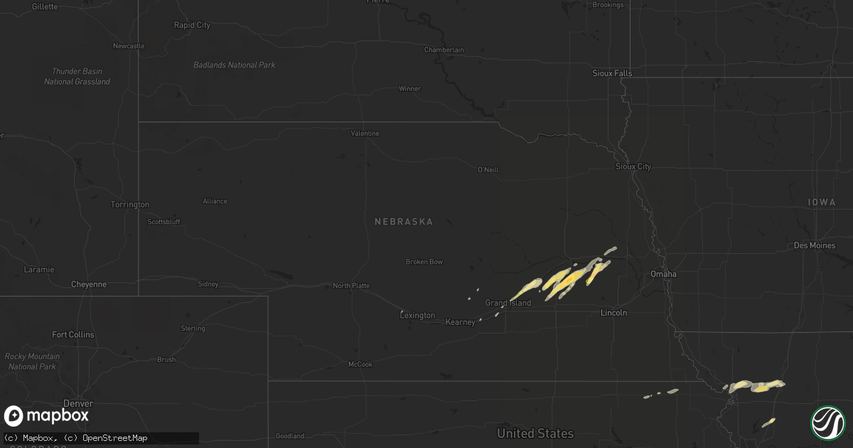 Hail map in Nebraska on October 29, 2013