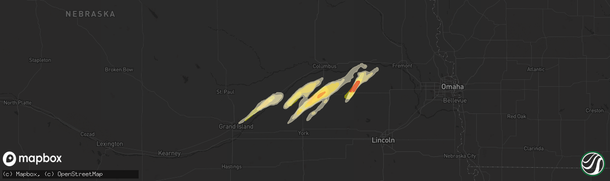 Hail map in Osceola, NE on October 29, 2013