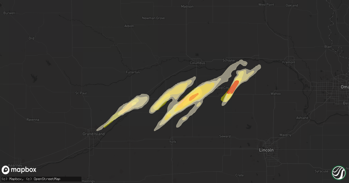 Hail map in Osceola, NE on October 29, 2013