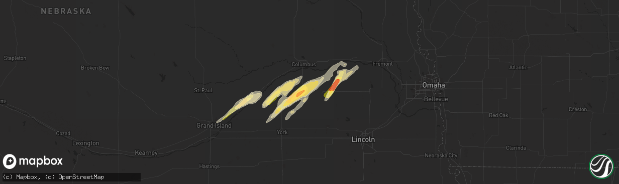 Hail map in Rising City, NE on October 29, 2013