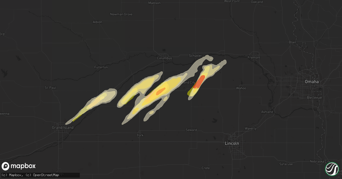 Hail map in Rising City, NE on October 29, 2013