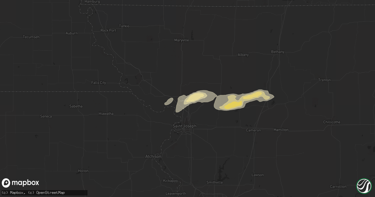 Hail map in Savannah, MO on October 29, 2013