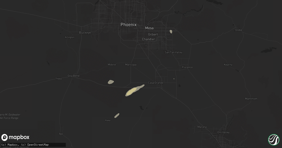 Hail map in Maricopa, AZ on October 29, 2015