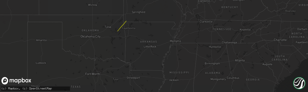 Hail map in Arkansas on October 29, 2019