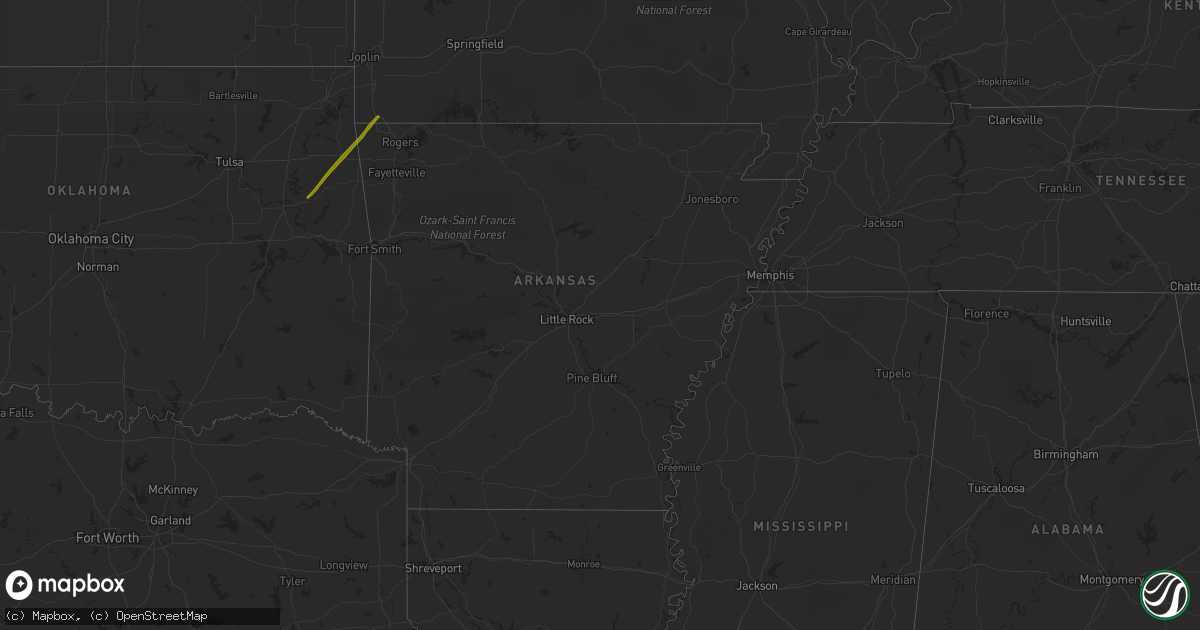 Hail map in Arkansas on October 29, 2019
