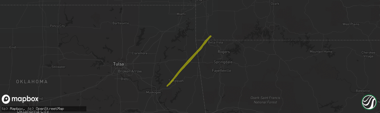 Hail map in Colcord, OK on October 29, 2019