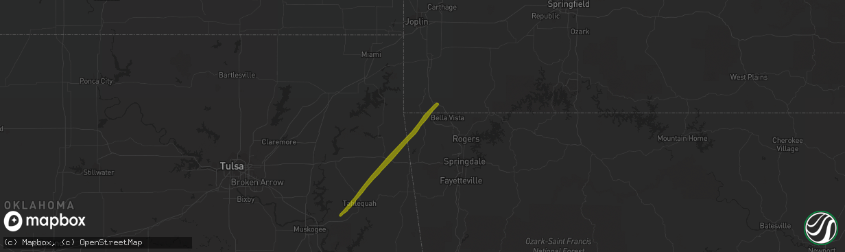 Hail map in Gravette, AR on October 29, 2019