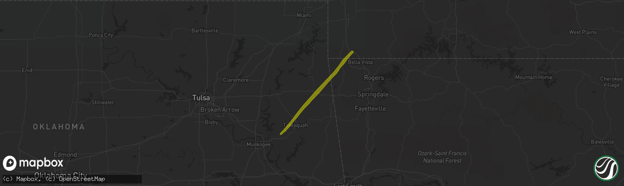 Hail map in Kansas, OK on October 29, 2019