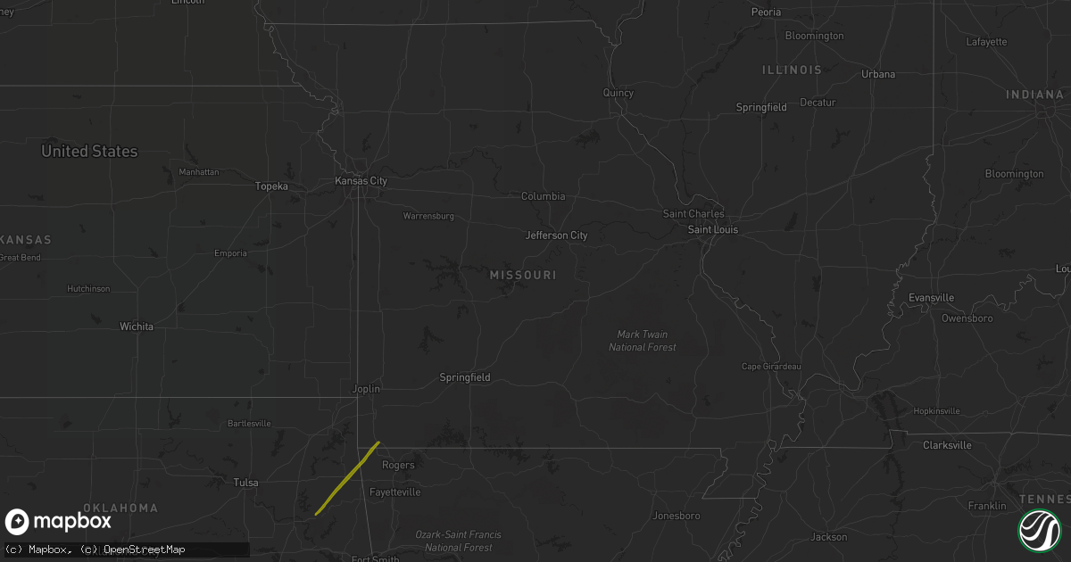 Hail map in Missouri on October 29, 2019