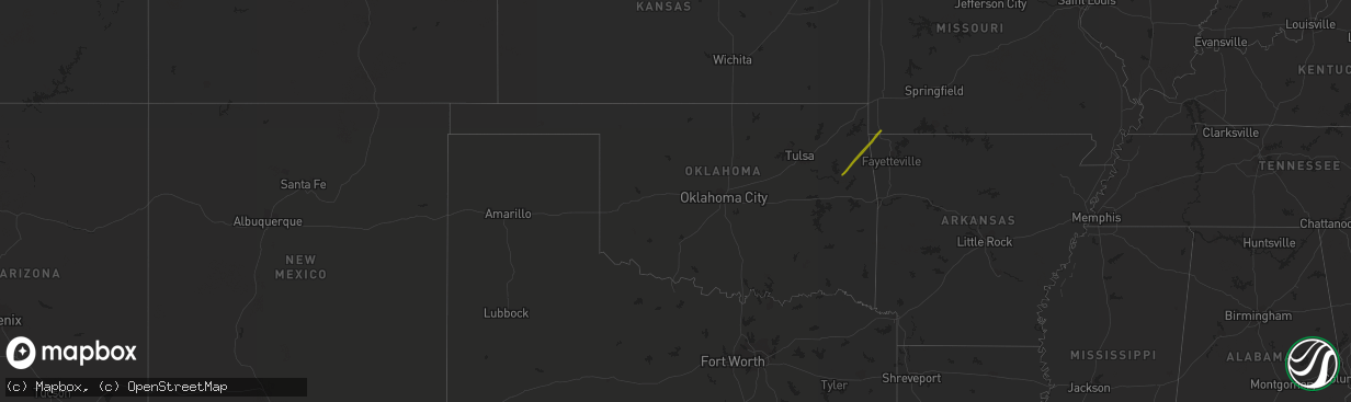 Hail map in Oklahoma on October 29, 2019