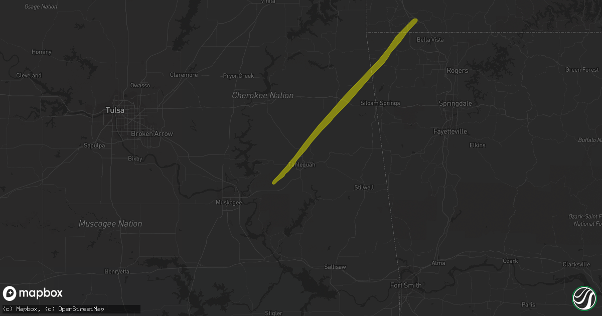 Hail map in Tahlequah, OK on October 29, 2019