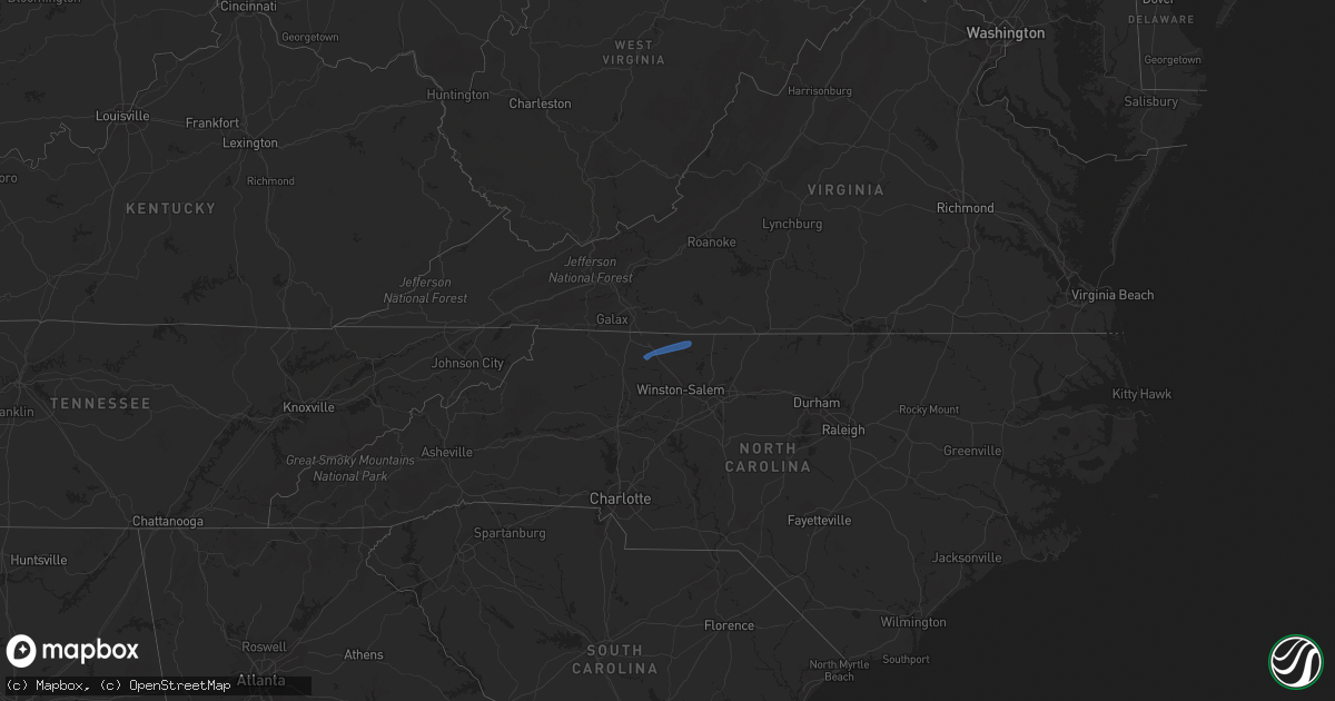 Hail map in North Carolina on October 29, 2020